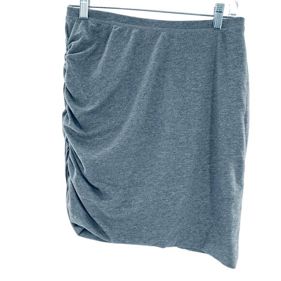 GAP Women's Skirt M Heather Gray Knit Shirred Side Pull On Casual Mini Skirt - Picture 1 of 8